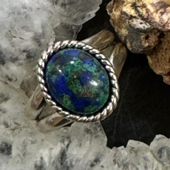 Carolyn Pollack Sterling Silver Oval Chrysocolla Ring Size 6 For Women - Picture 1 of 10